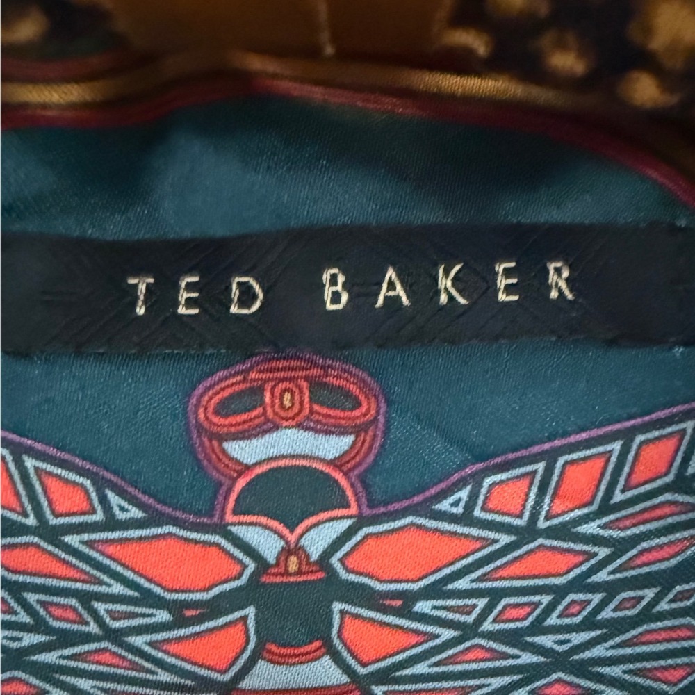 Ted Baker London Mens Navy Blue Wool Vest Dragonfly Print Lining Modern Fit 38R - Picture 4 of 6